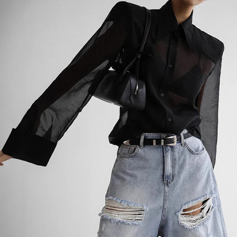 חולצה מכופתרת רחבה